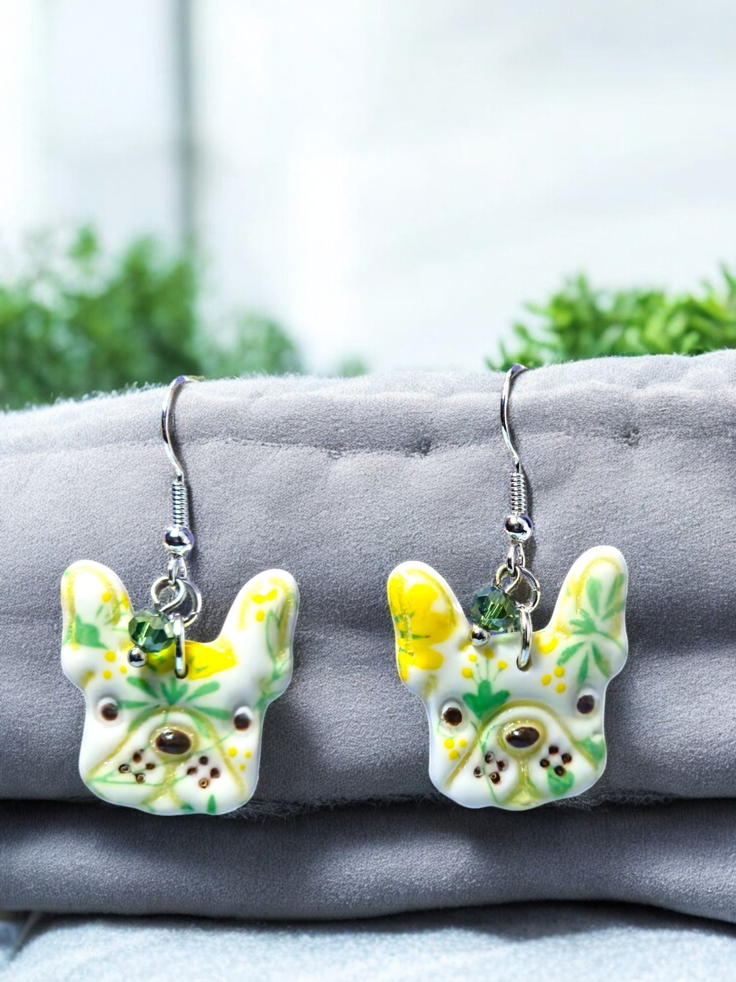 Frenchie Earrings – Yellow Floral - 1