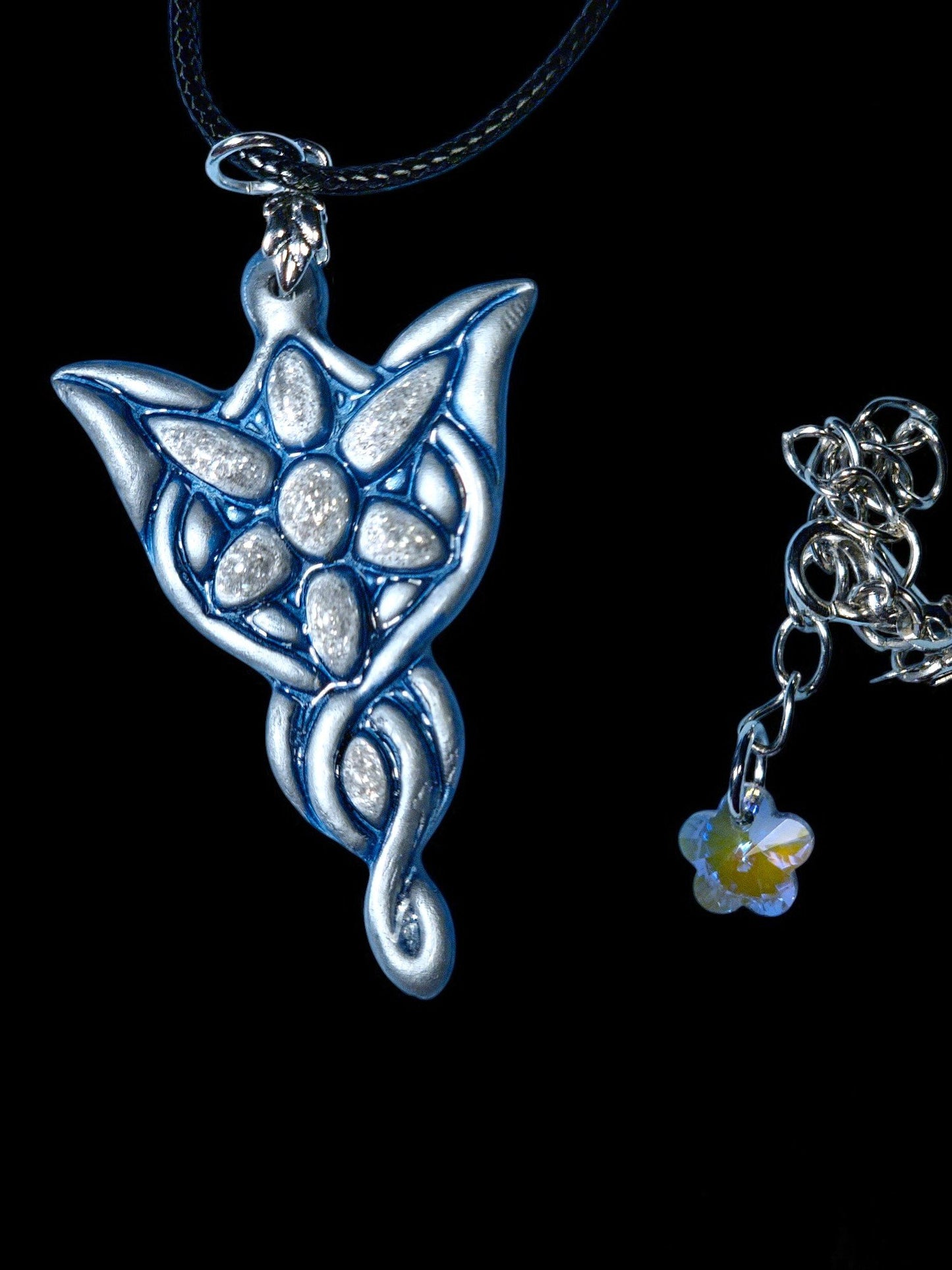 Elven Pendant- Steel Blue and Silver - 2