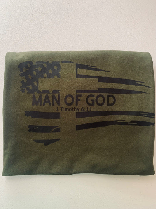 Man of GOD flag army green and black - 1