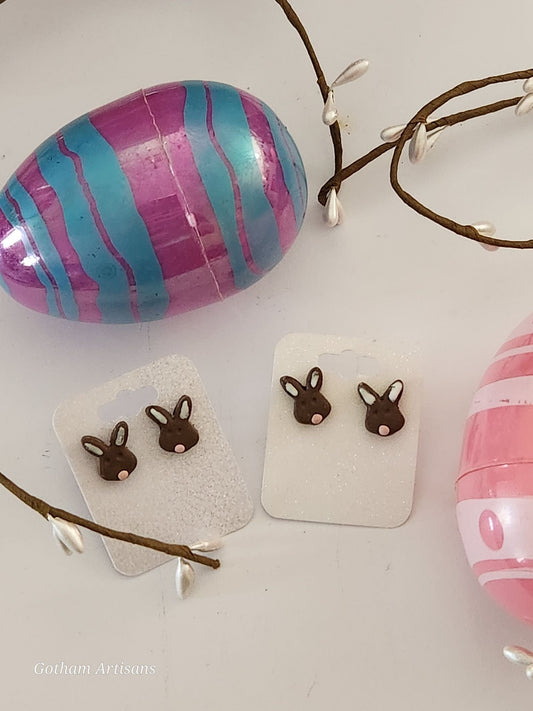Mini Stud Bunny Face Earrings- Easter - 1
