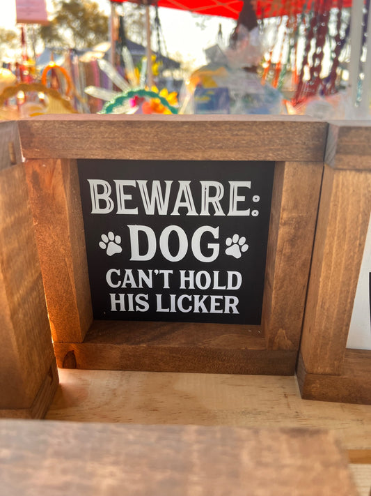 Beware of Dog framed sign  - 1