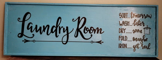 Laundry Teal Wood Sign - 1