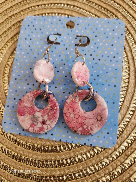 pink/lt blue pattern earrings Spring Collection - 1