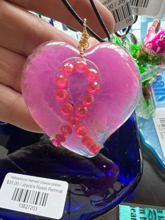 Breast Cancer Awareness Heart Necklace - 1