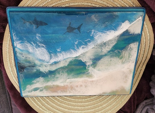 Ocean Scene in Resin with sharks - 1
