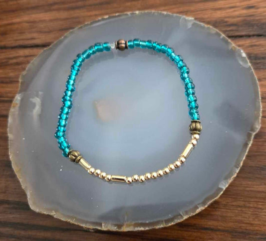 Morse Code "Blessed" Bracelet Teal - 1