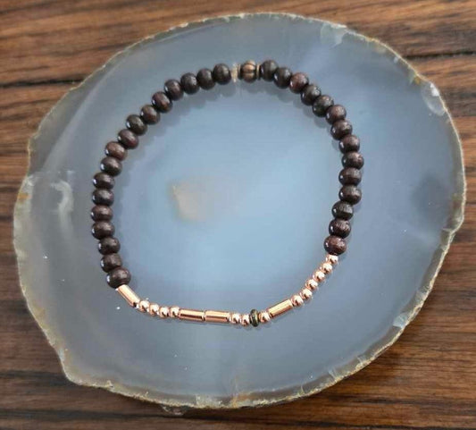 Morse Code "Bad Ass" Bracelet Wood Beads - 1