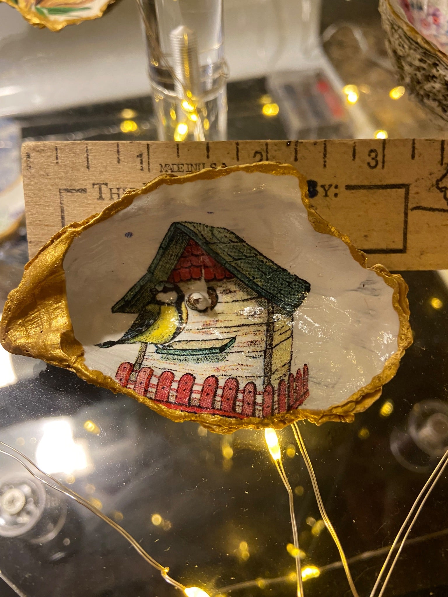 Bird House Oyster Shell Trinket Dish - 3