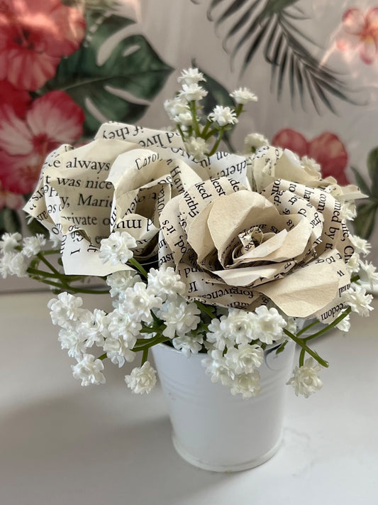 Miniature white rose bucket  - 1