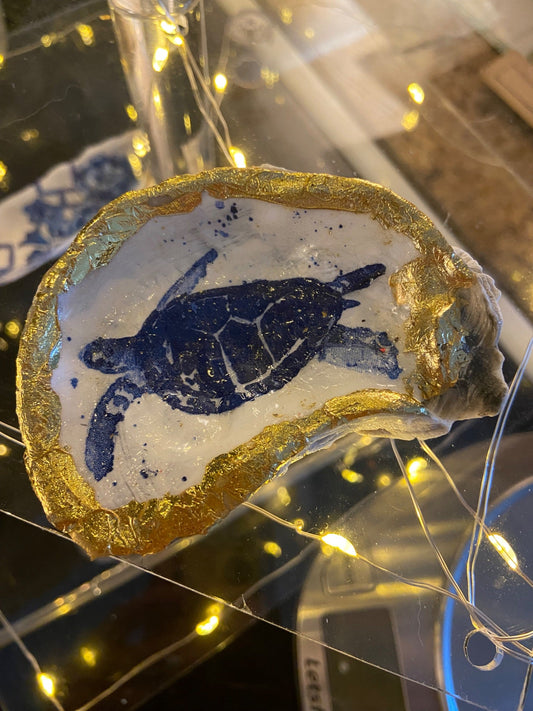 Sea Turtle Oyster Shell Trinket Dish - 1
