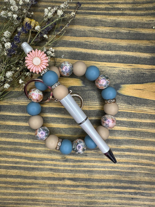 Opal daisy wristlet keyring and pen set - 1