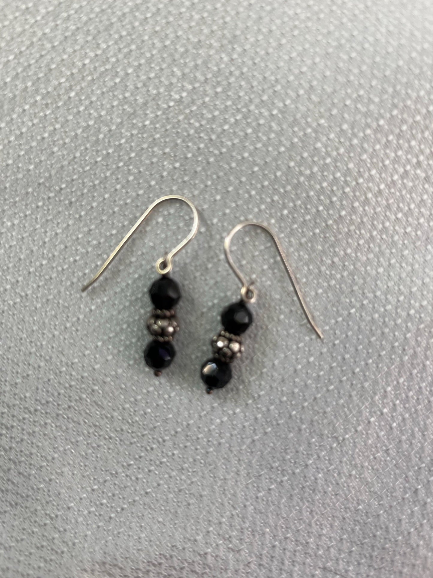 Black Crystal and Sterling Silver Earrings - 2