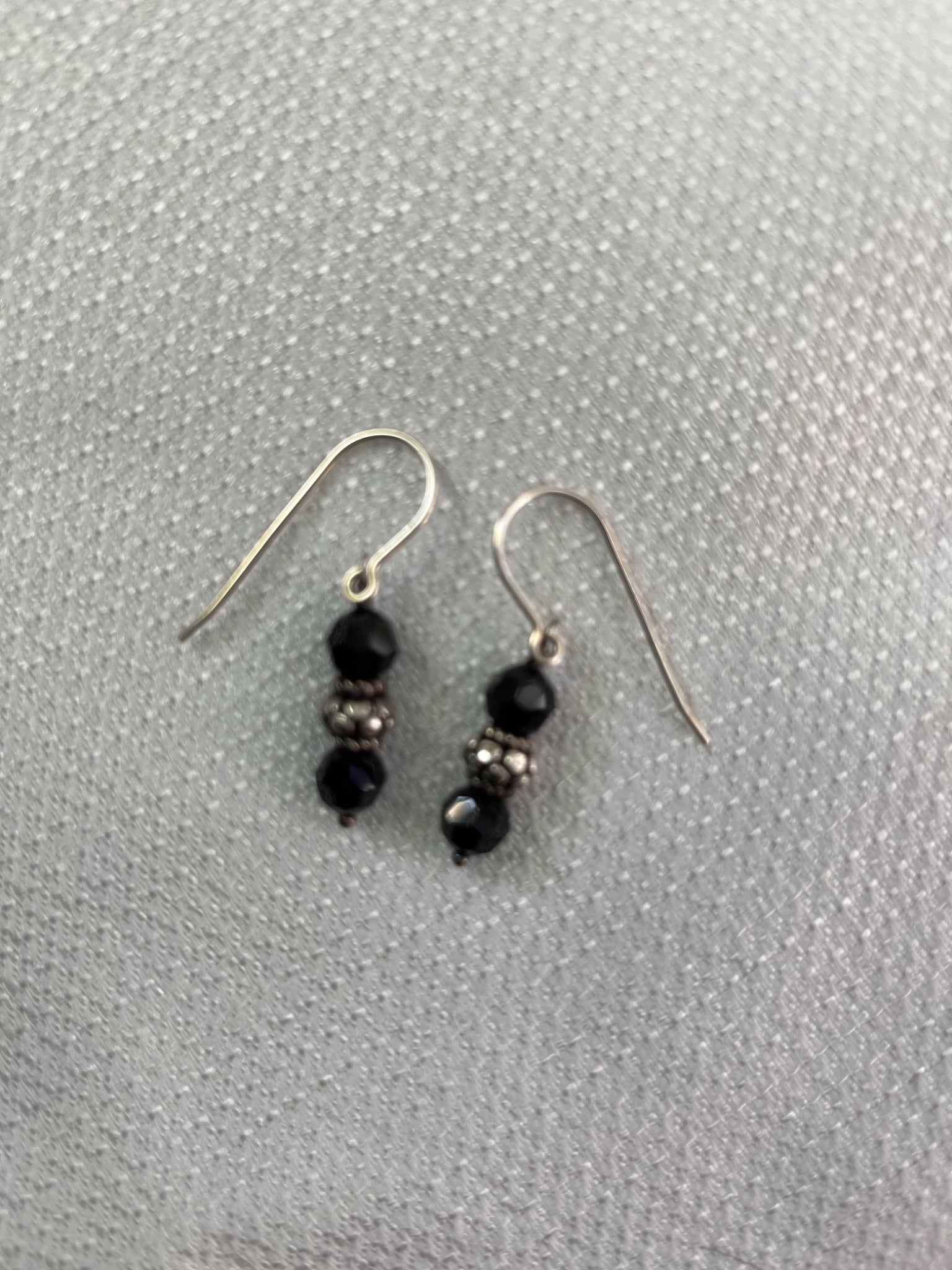 Black Crystal and Sterling Silver Earrings - 2