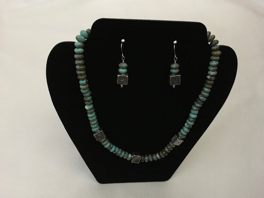 Turquoise and Sterling Silver Necklace and Earrings Set - 1