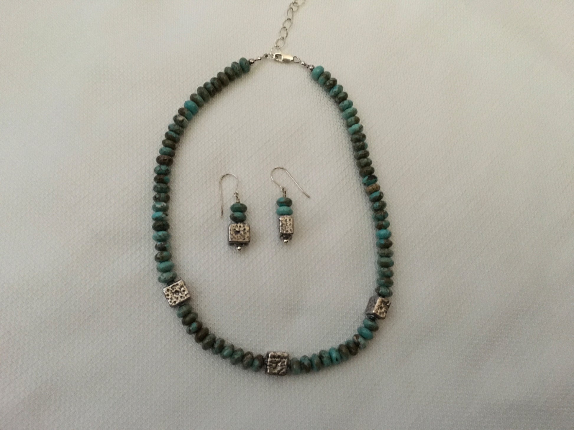 Turquoise and Sterling Silver Necklace and Earrings Set - 2