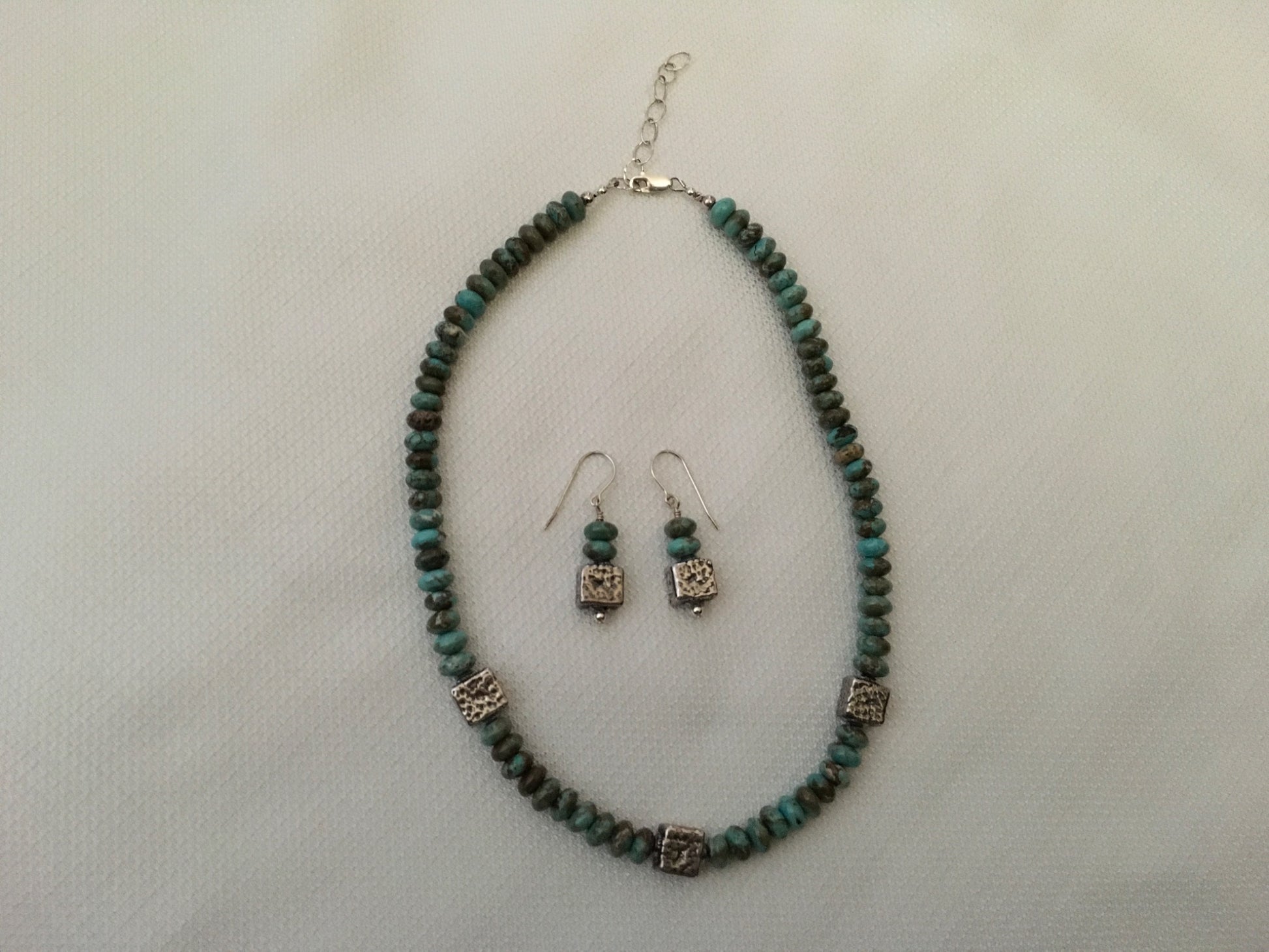 Turquoise and Sterling Silver Necklace and Earrings Set - 3