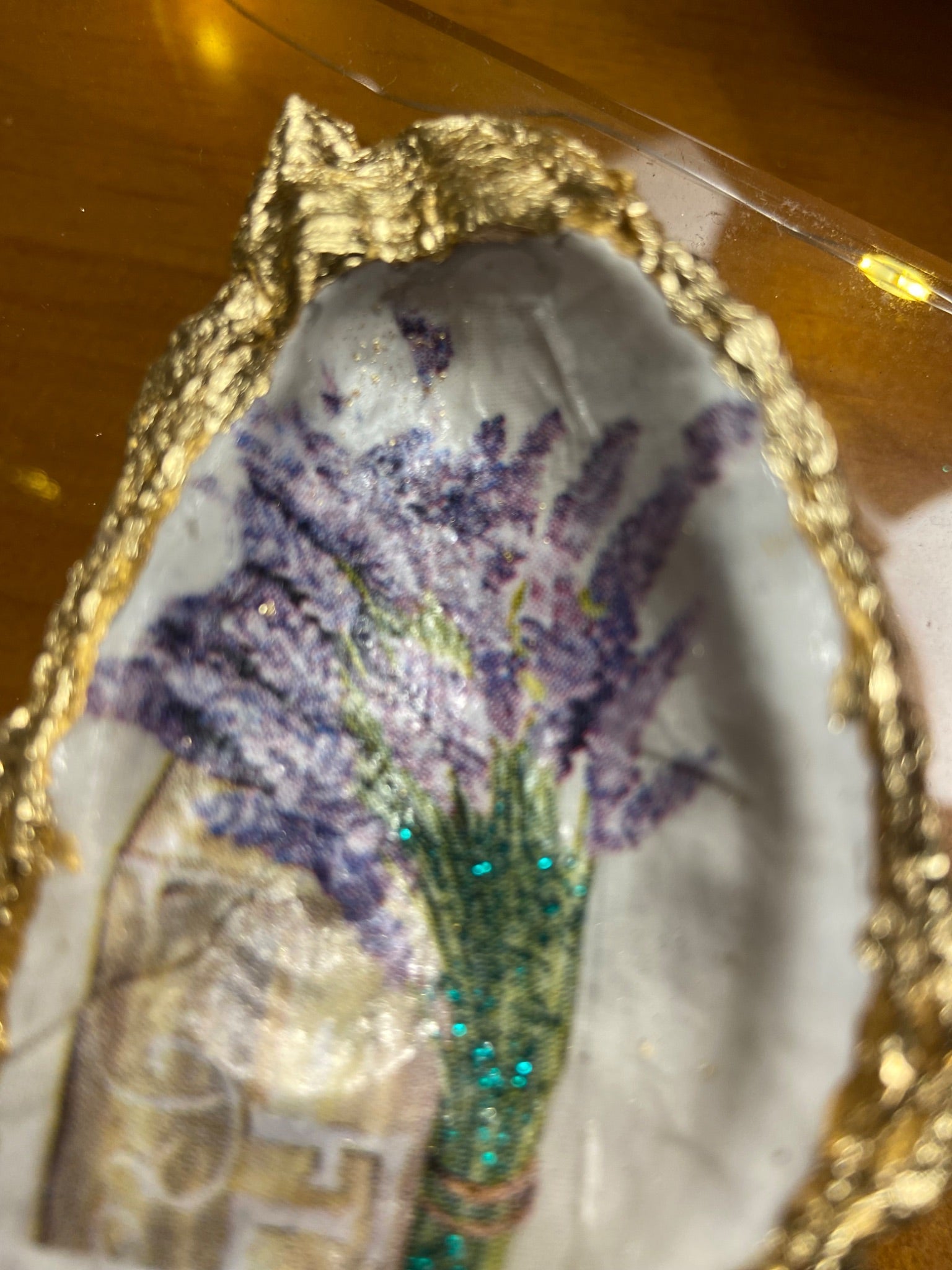 Lavender flower oyster shell trinket/dish - 2