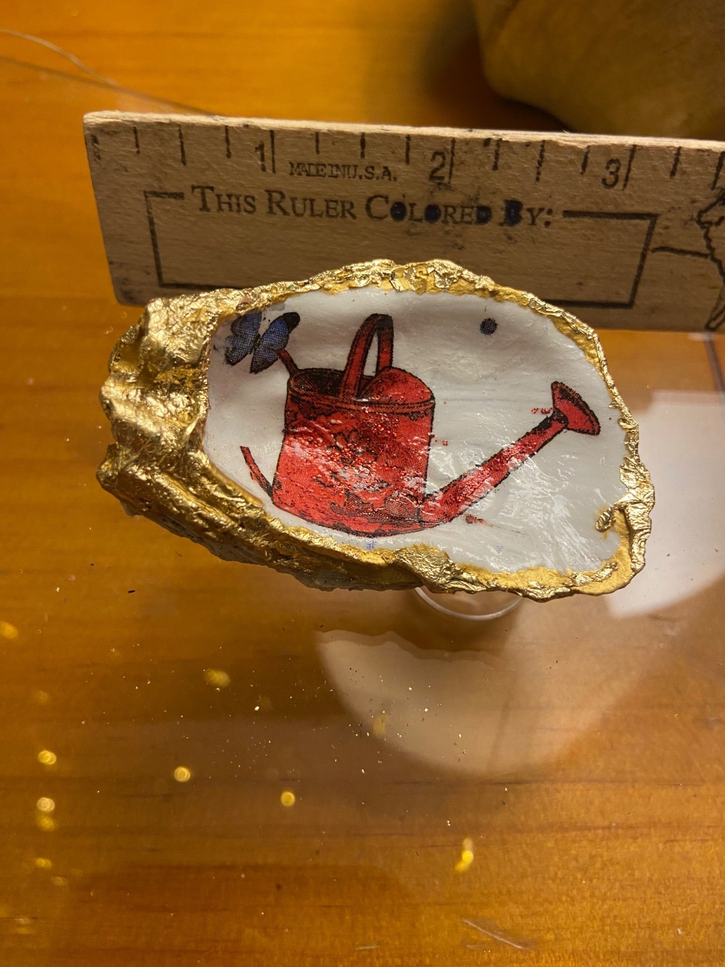 Red watering can Oyster Shell trinket/dish - 4