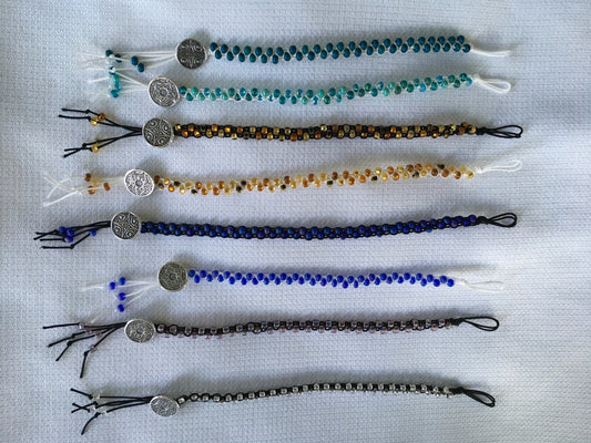 Hand Tied Macrame Bracelets with Seed Beads  - 1