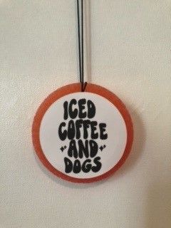 Car Air Freshener- Iced Coffee and Dogs Image- Spa Retreat Scent - 1