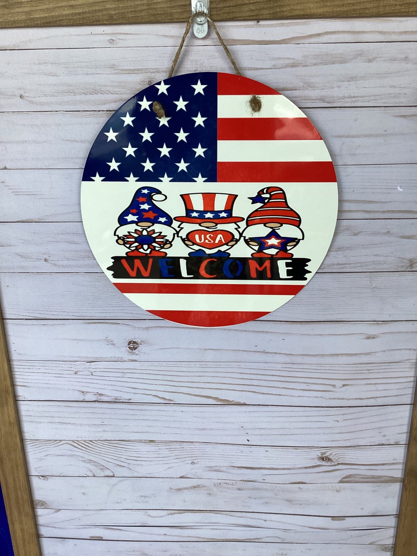 Welcome Patriotic Gnome Door Hanger - 1