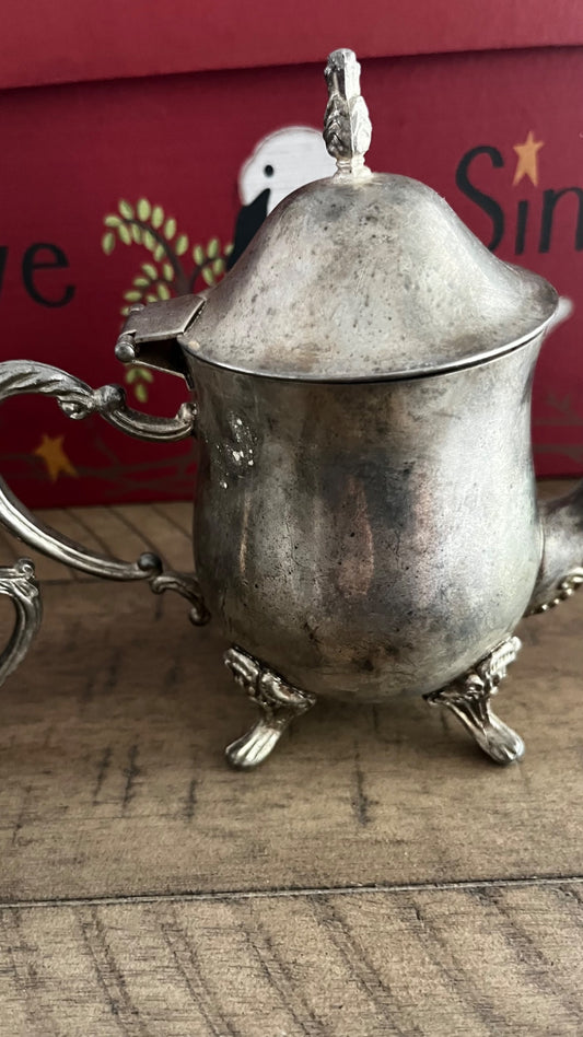 Miniature silver tea pot and sugar bowl  - 1