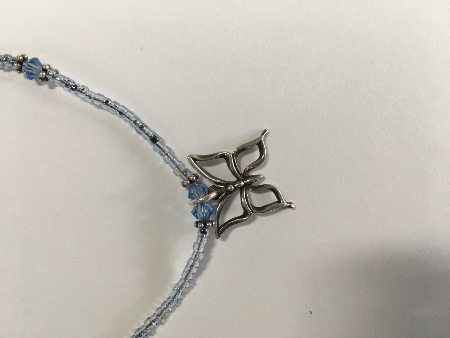 Anklet, Sterling Silver Butterfly or Rose Charm - 2