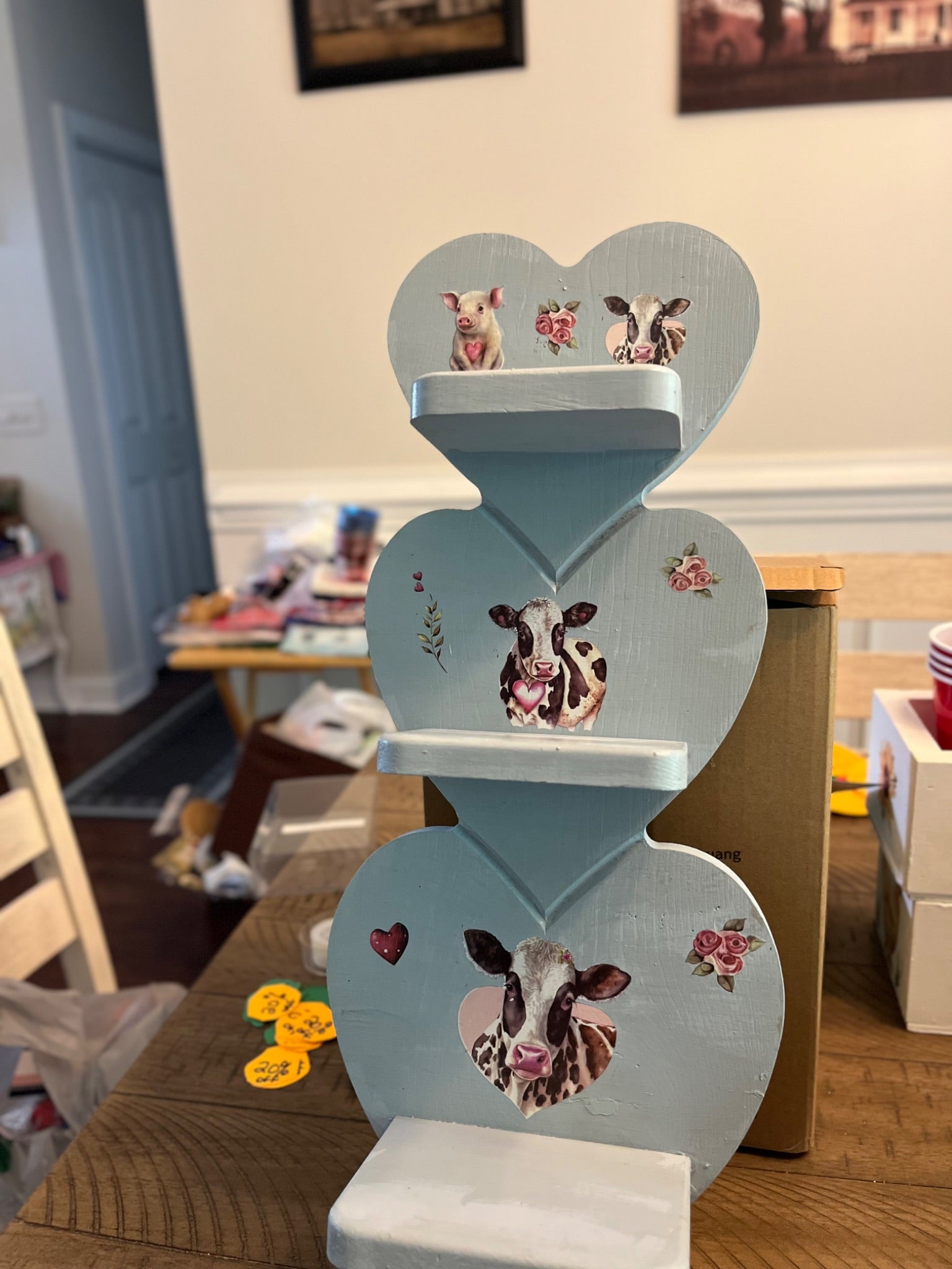 Hand painted vintage heart shelf  - 1