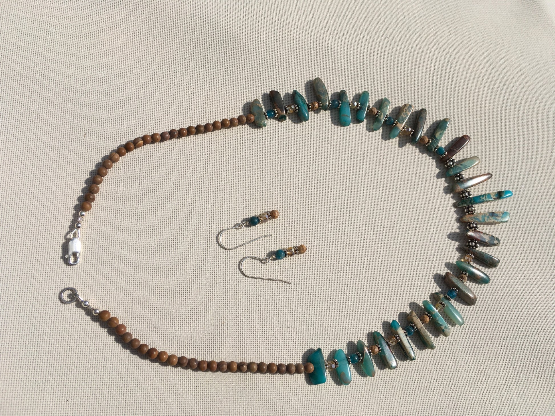 Handmade Jasper and Sterling Silver Necklace and Earring Set - 3