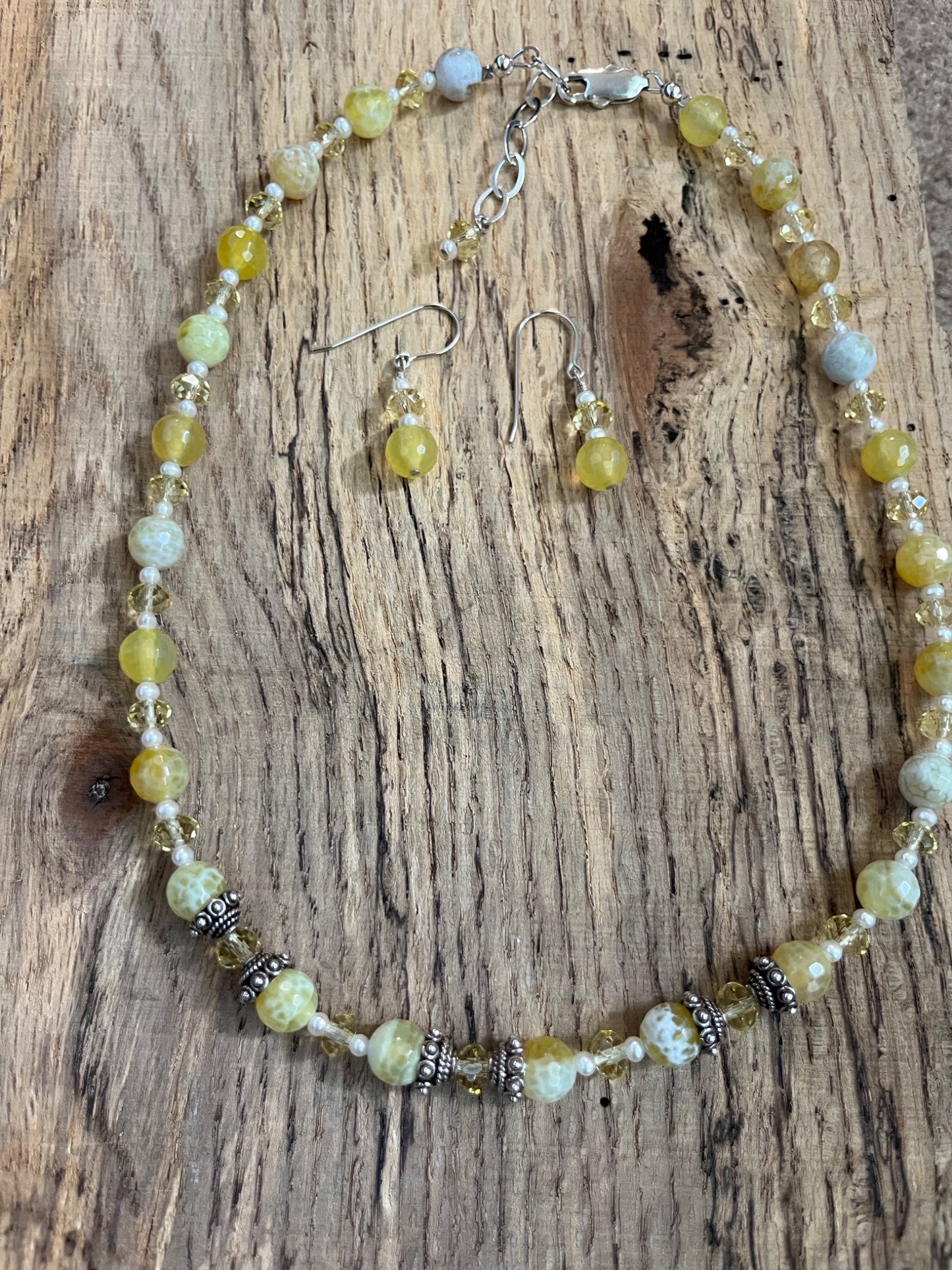 Faceted Yellow Agate Necklace and Earring Set - 2