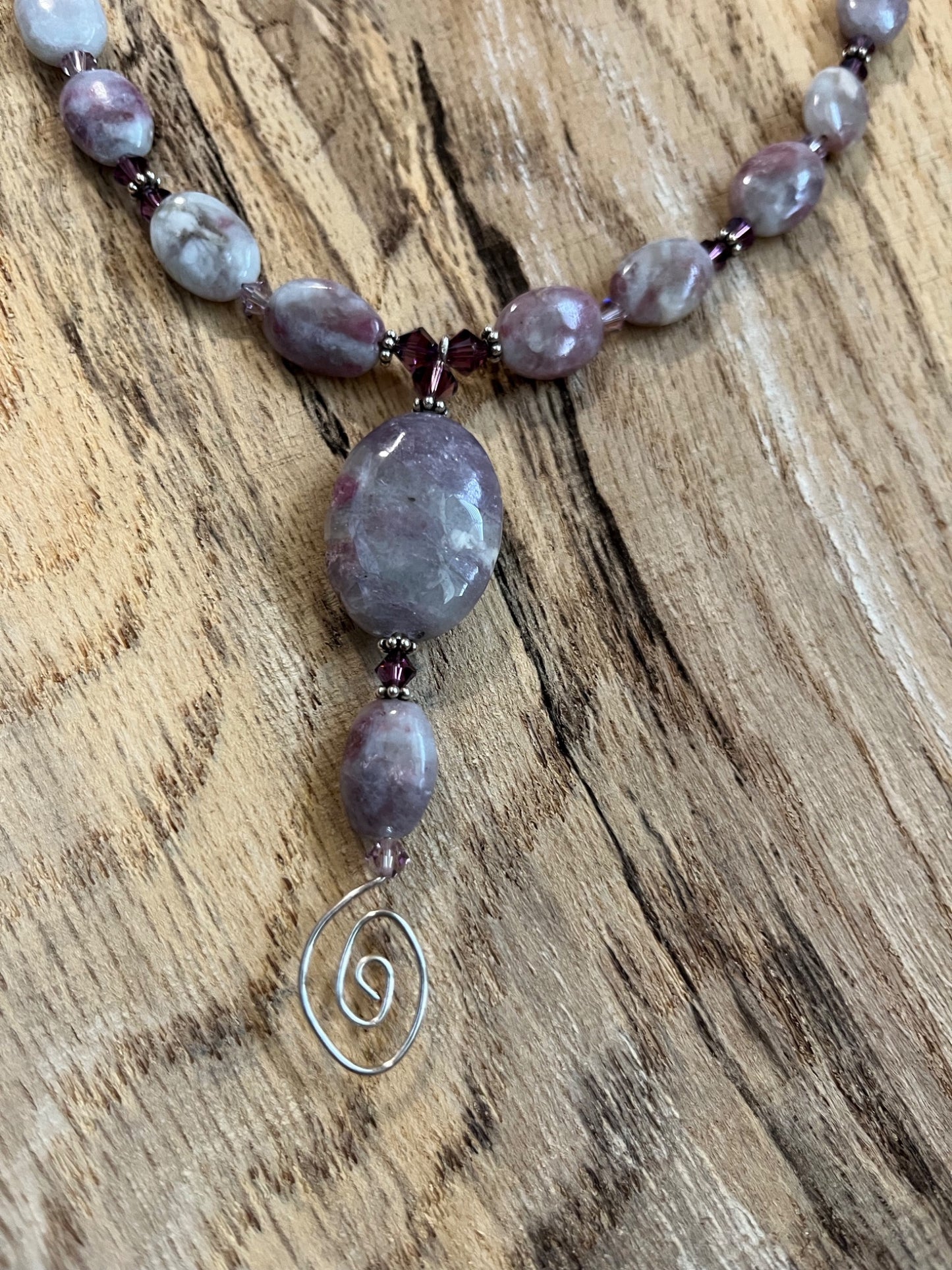 Lilac Jasper Necklace and Earring Set - 2