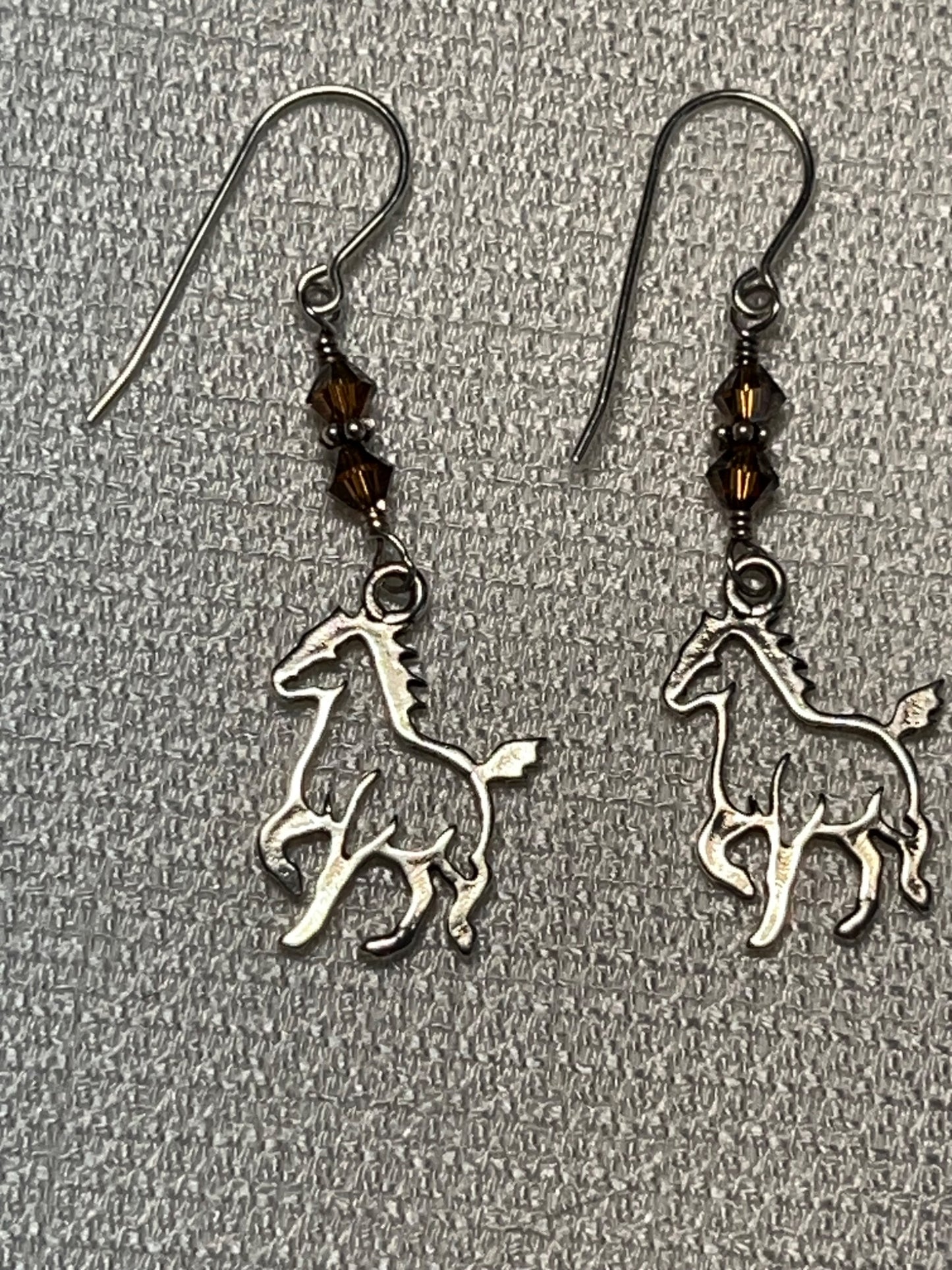 Beautiful Handmade Sterling Silver Dangle Horse Earrings  - 2