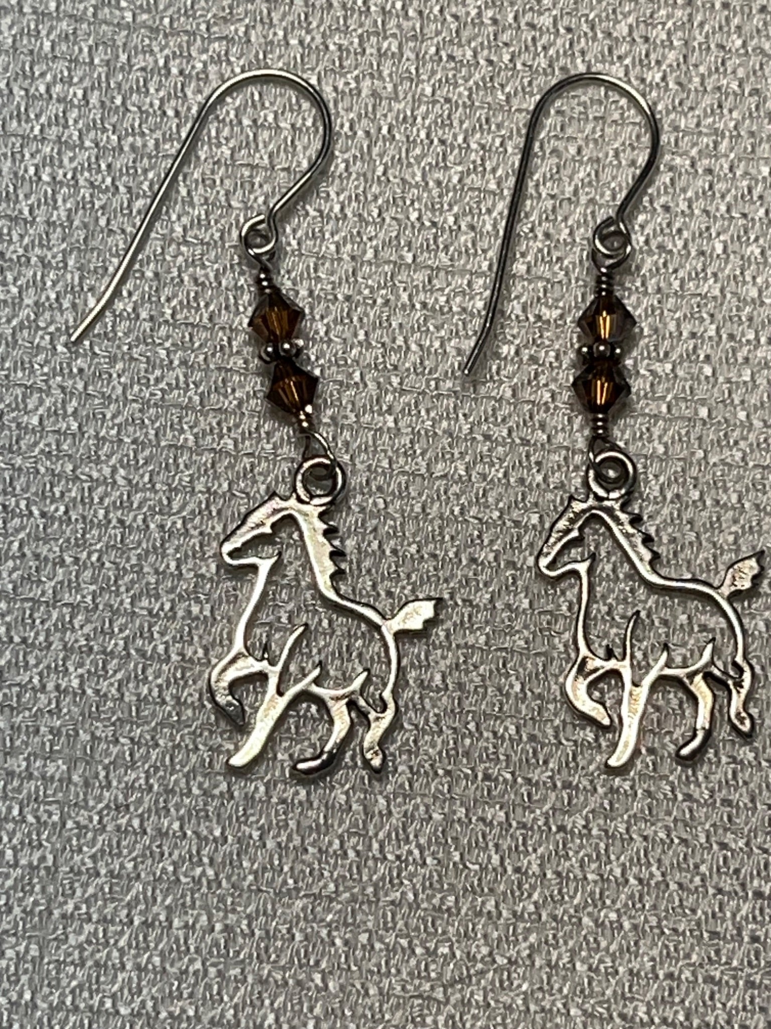 Beautiful Handmade Sterling Silver Dangle Horse Earrings  - 2