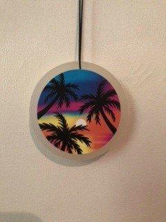 Car Air Freshener- Palm Tree Image-  Black Cherry Bomb Scent - 1