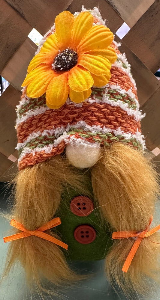 Fall Gnome with Flower Hat - 1