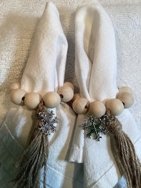 Napkin Ring-Beaded with Charm and Jute Tassel-Christmas - 8