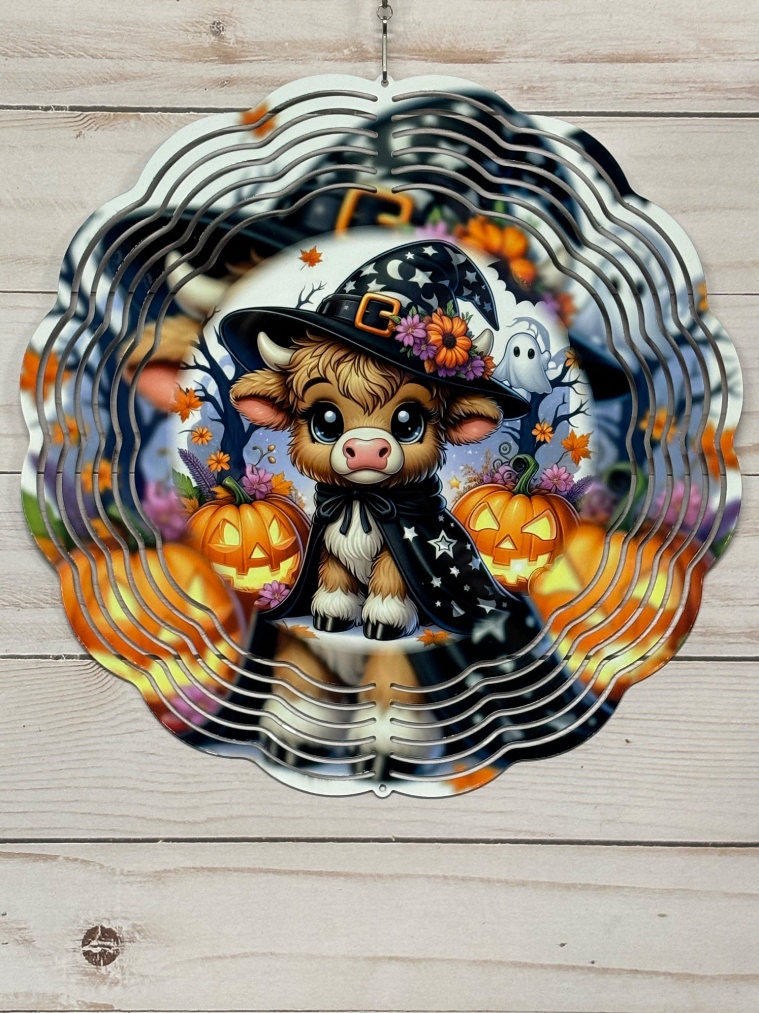 Highland Cow Witch Wind Spinner - 1