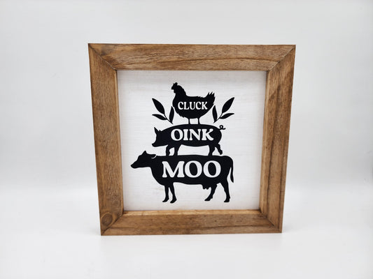 Cluck, oink, moo framed art - 1