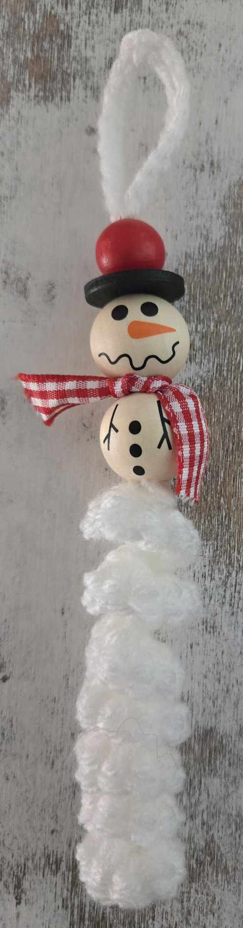 Snowman Worry Worm Ornament - 7