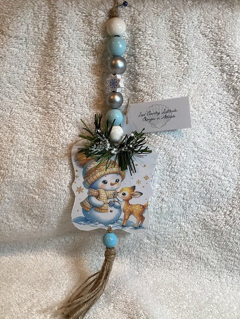 Ornament-Bead Garland with Snowman - 1