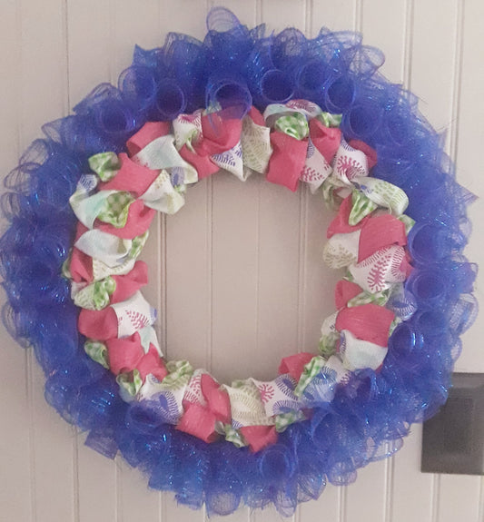 Blue and salmon wreath - 1