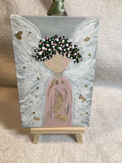 Angel Hand painted canvas with Gold Leaf - 1