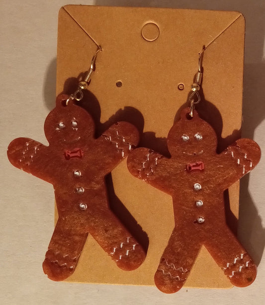 resin brown Gingerbread men earrings - 1