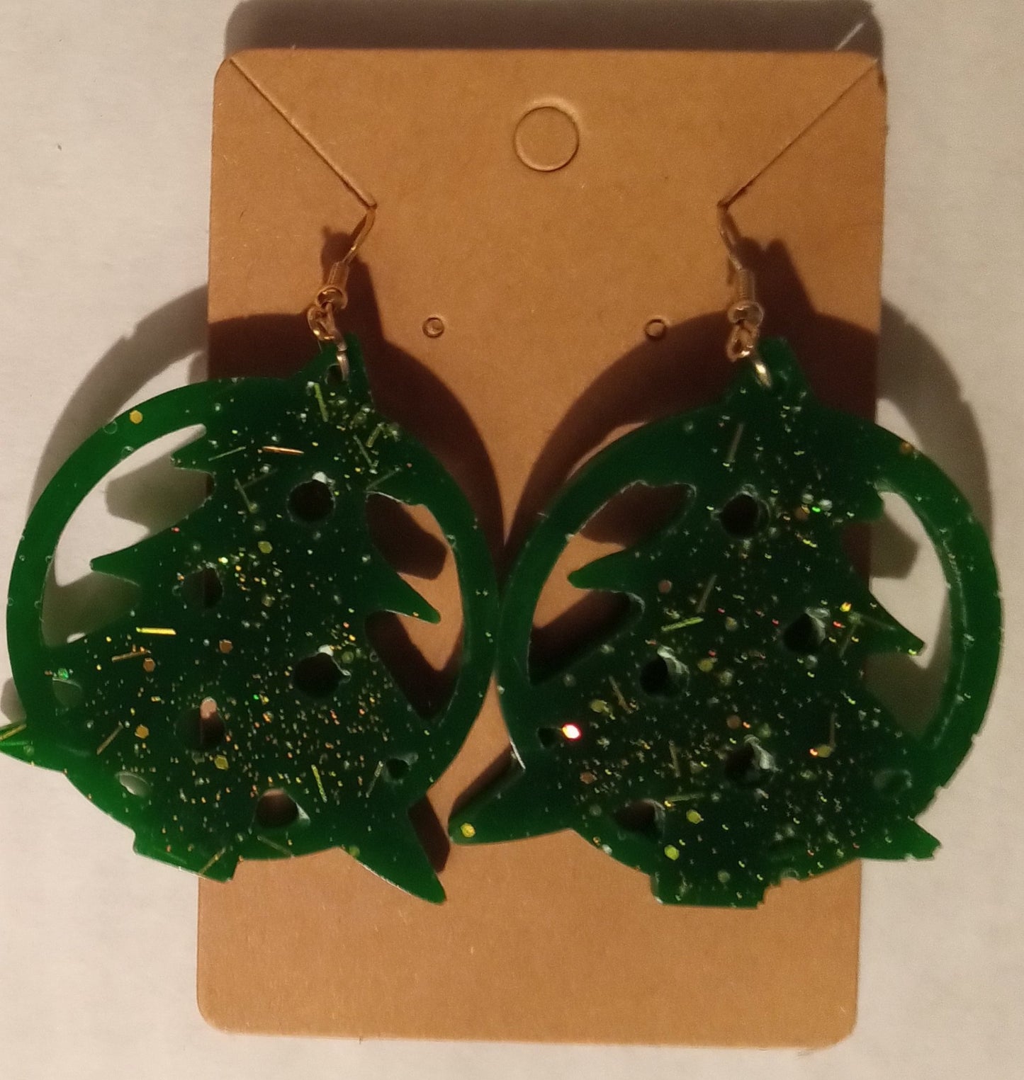 resin green Christmas tree earrings - 1