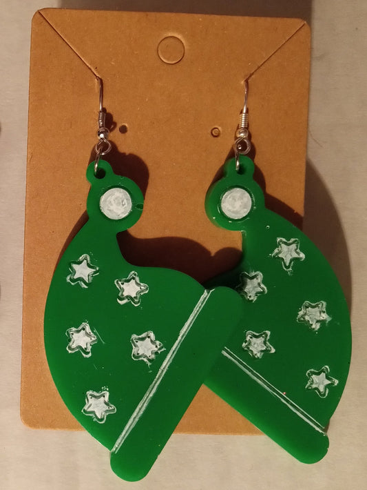 resin green Santa hat earrings - 1