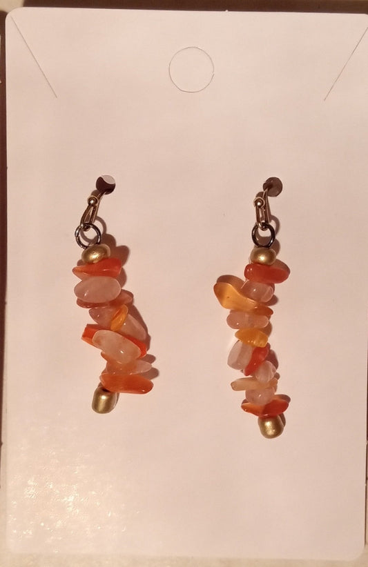 orange & peach Gemstone earrings - 1