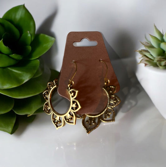 Boho Mandala Earrings Gold - 1