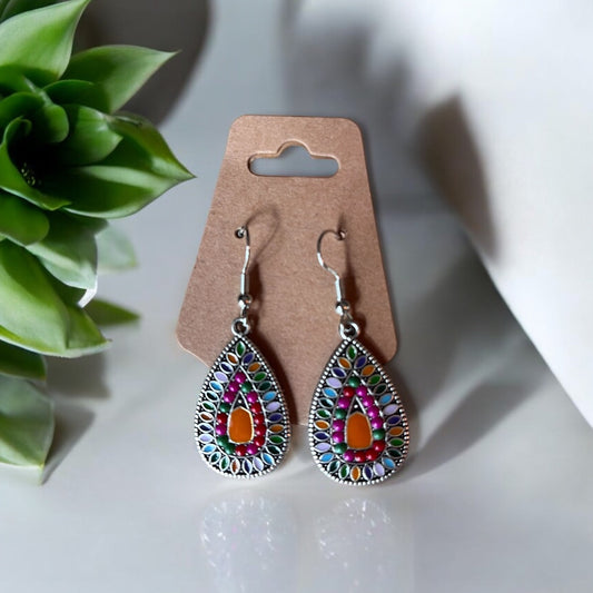 Boho Stone Earrings Pink  - 1