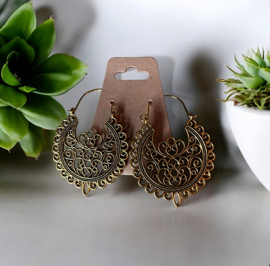 Boho Earrings Gold Full Mandala  - 1