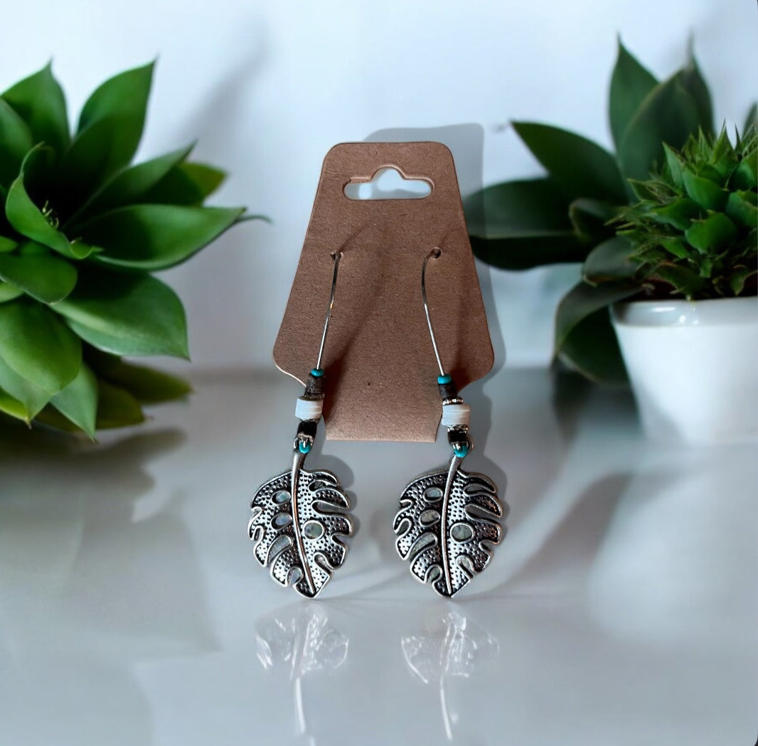 Boho Tropical Leaf Earrings  - 1